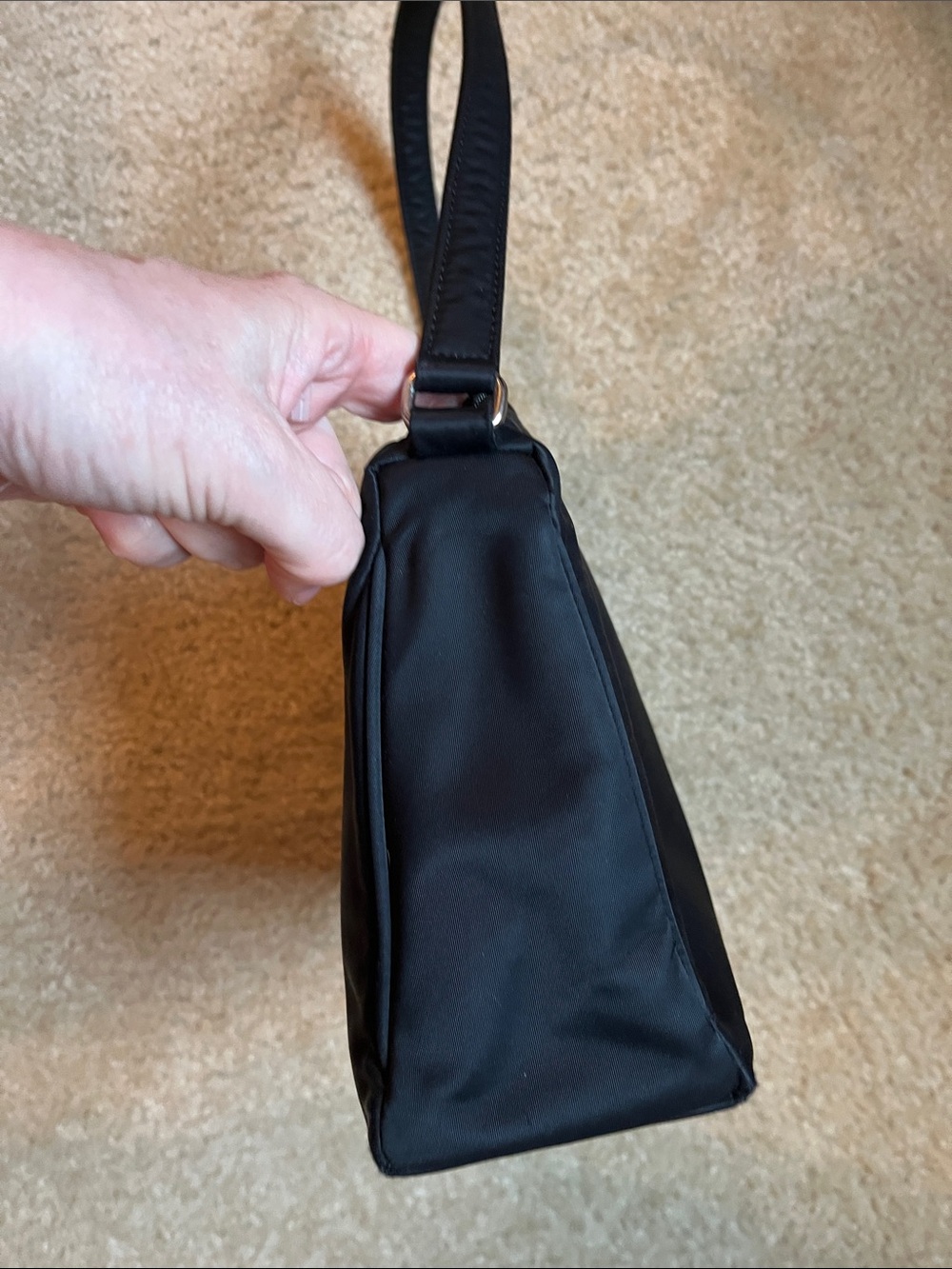 Kate Spade New York Black Nylon Shoulder Bag Y2K Minimalist Baguette Purse - Picture 5 of 7